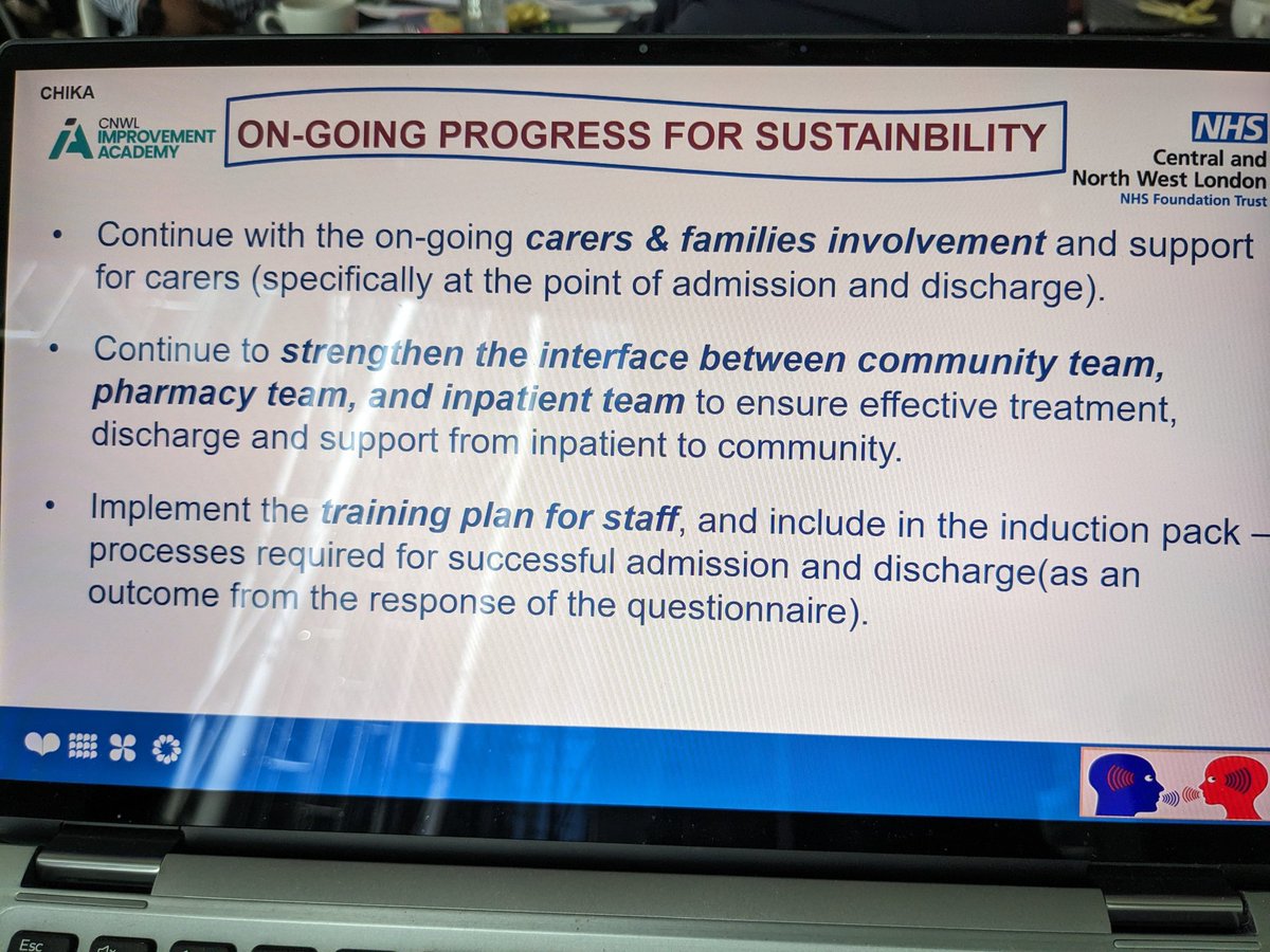 Awesome work Pond Ward, Brent with your improving flow #QI Spreadathon It is shining out how much this work has brought your team together 🌟 Brilliant learning: - standardise expectations of team members - engage community early - involve the families! @CNWLImprovement