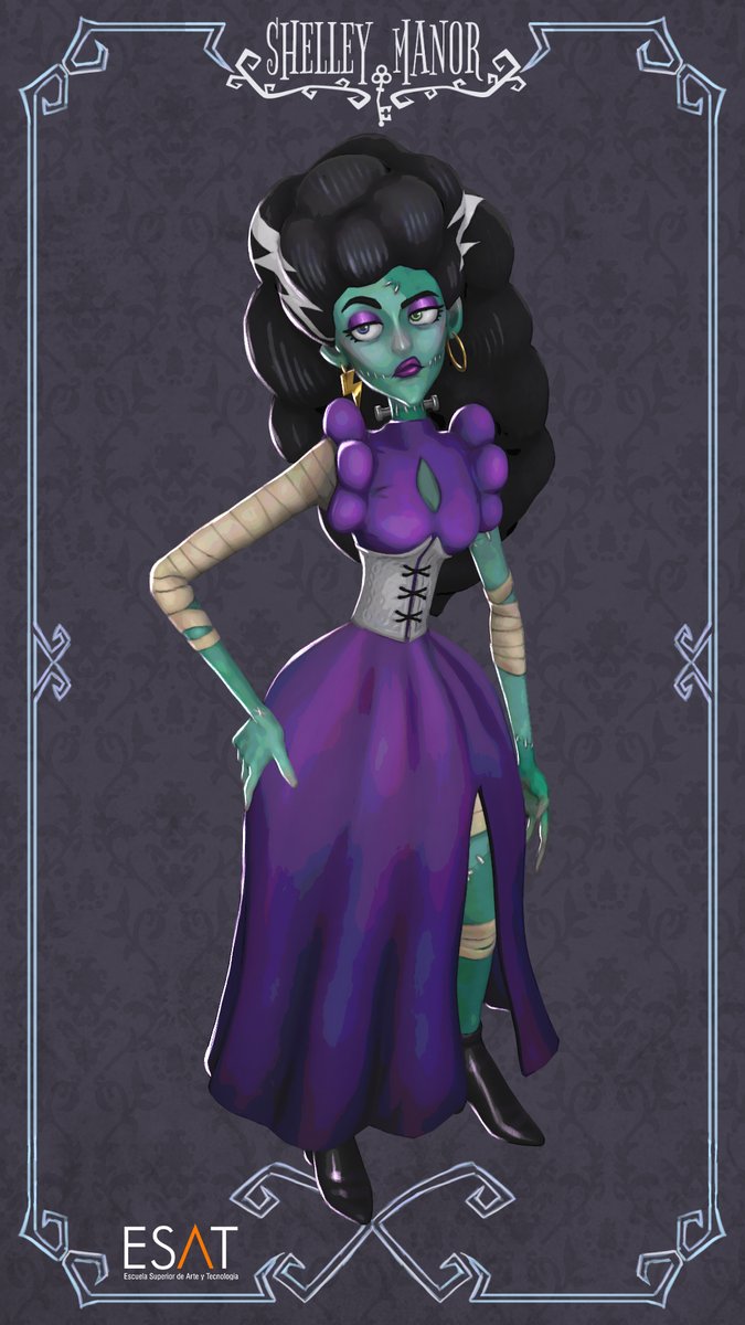 Meet Ms. Frankenstein, an avid reader that is a little too strong when recommending books.

Find her and all of the other monster at Shelley Manor, dropping this july!!

Made by Nuria Alted

Powered by <a href="/ESAT_Valencia/">ESAT</a> 

#ShelleyManor #characterdesign #3dart
