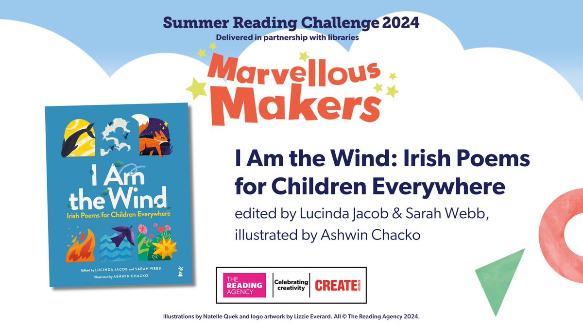 I AM THE WIND: IRISH POEMS FOR CHILDREN EVERYWHERE, ed. @lucindajwriter & @sarahwebbishere, illus. @whackochacko is on the #SummerReadingChallenge list! @readingagency are working with @createcharity to spark imagination through books. bit.ly/marvellous-mak… #MarvellousMakers