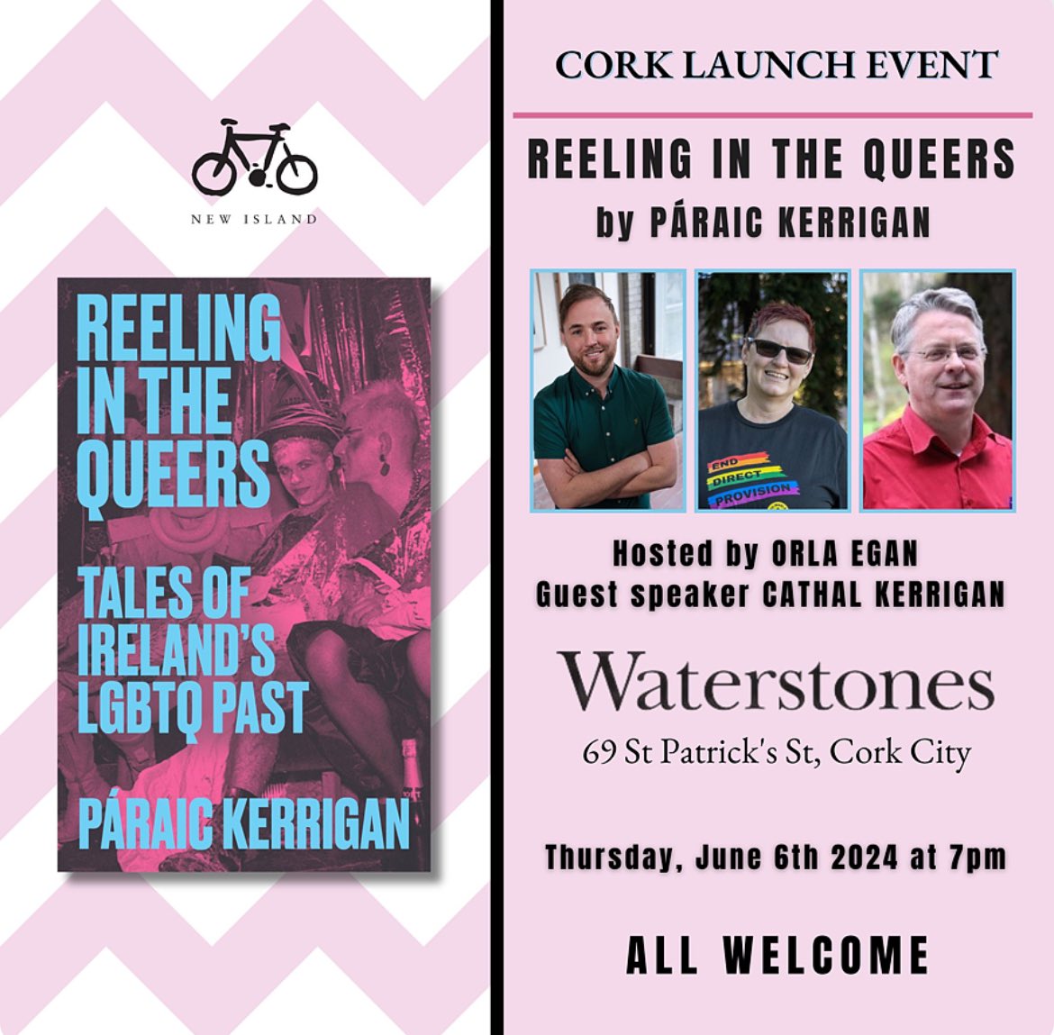 Reeling in the Queers is being launched!! Kicking off Pride season are the Dublin and Cork events. Dublin 📖 🚀: June 5 in Hodges Figgis from 6-8. Cork 📖 🚀: June 6 in Waterstones on Patrick Street from 7pm Wine, craic and some books are guaranteed.