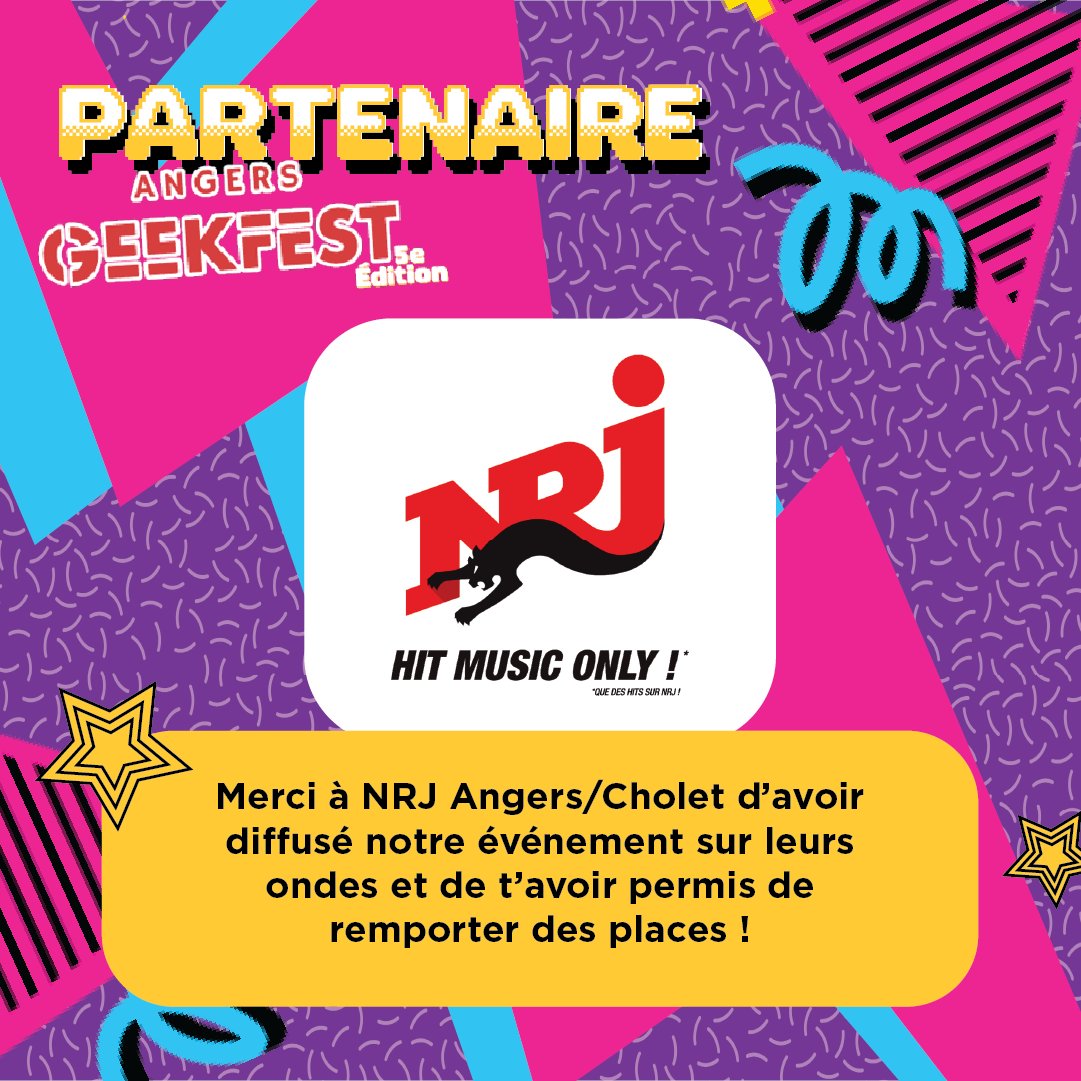 Un grand merci à @NRJhitmusiconly pour leur implication avant, pendant et après l'Angers Geekfest ! #angers #geek #geekfest #partenaire #merci