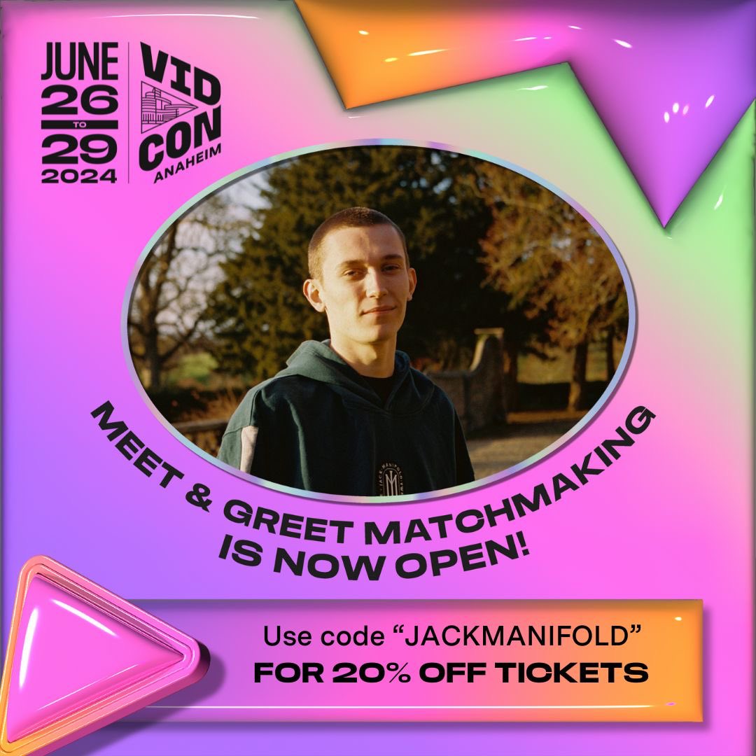 I’m gonna be at Vidcon!!! The only way to meet me is to enter Meet and Greet Matchmaking before 5pm PT on May 22nd My code gets you 20% off of tickets! Go get some now! See you there!!