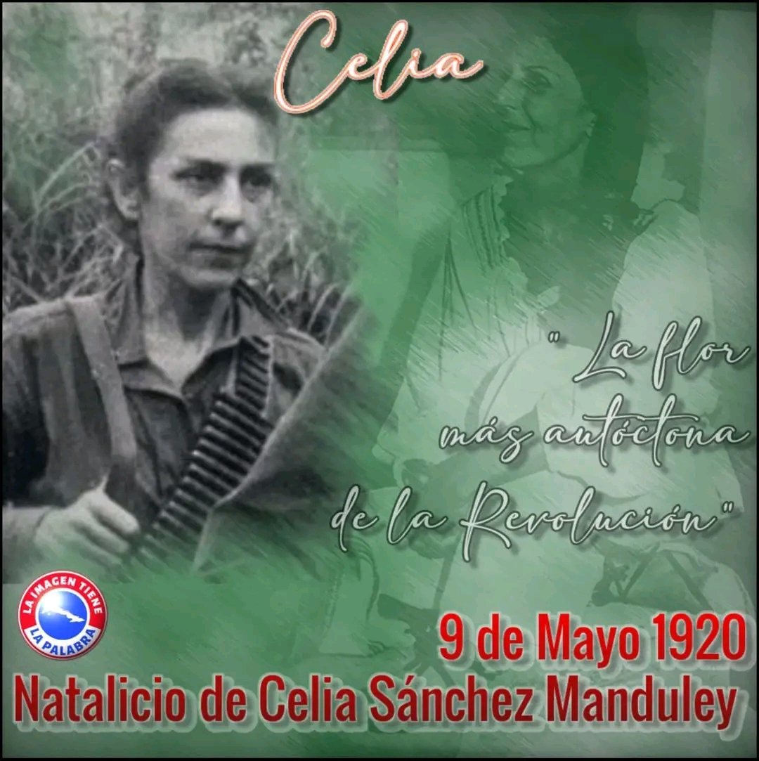 Buenos días amigos 🌞🌻🤗 de #Cuba y el mundo 🌍, recordamos hoy el natalicio de Celia Sánchez Manduley, la flor 🌸 más autóctona de la Revolución.

#CubaViveEnSuHistoria
#DeZurdaTeam