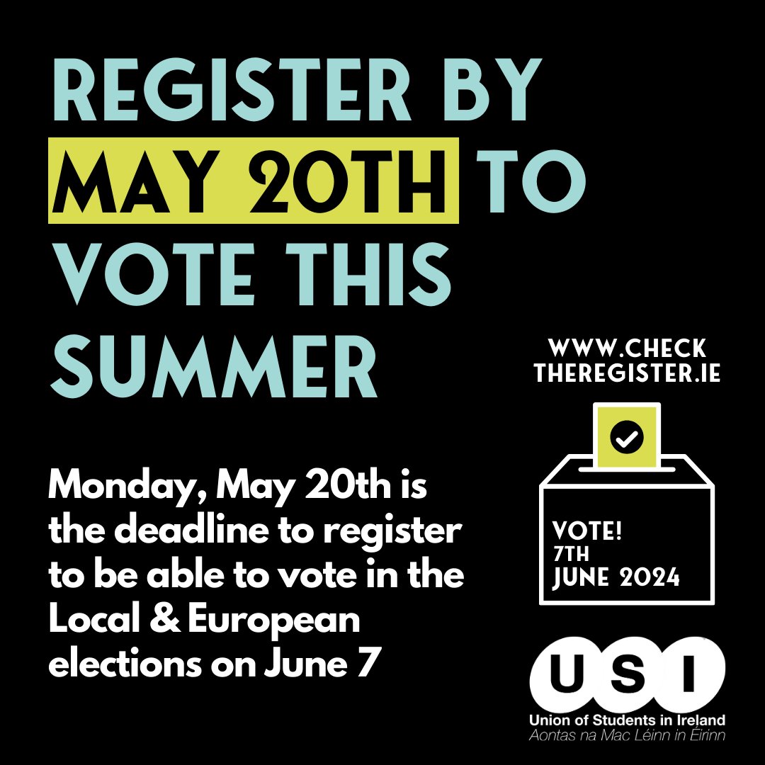 🗳️ Use your local election vote this summer❗️ Check the register (link in below!) and register by May 20th, if needed ✊ ❗️And don't forgot - if you live local, you can vote in the locals, regardless of your nationality❗️ 🔗 checktheregister.ie