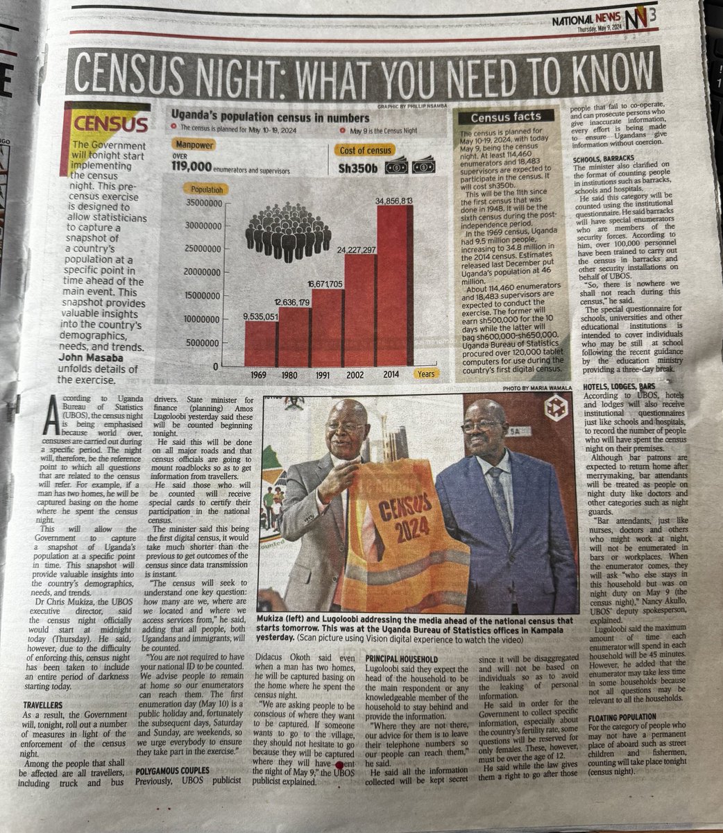 The Census night officially starts at midnight today. 
#GCICMediaReview #OpenGovUg 
#UgandaCensus2024
