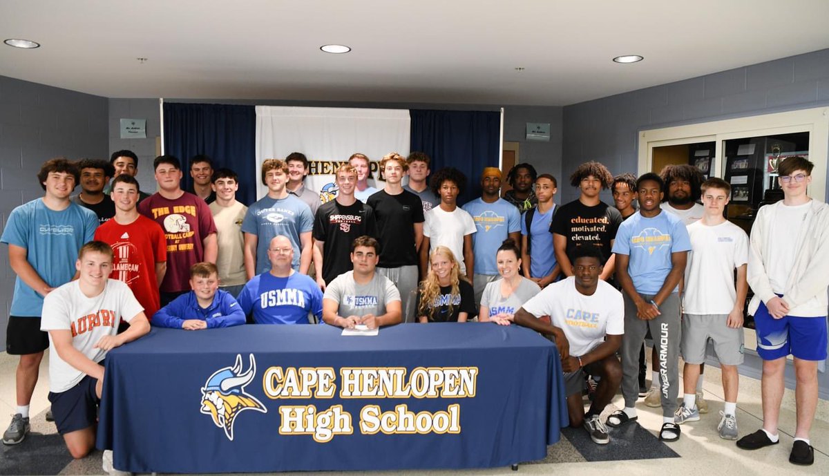 We are proud of @GusMusika for making things official with his signing with @USMMA_Athletics yesterday. Gus was accompanied by his family and friends for the signing. #CapeProud