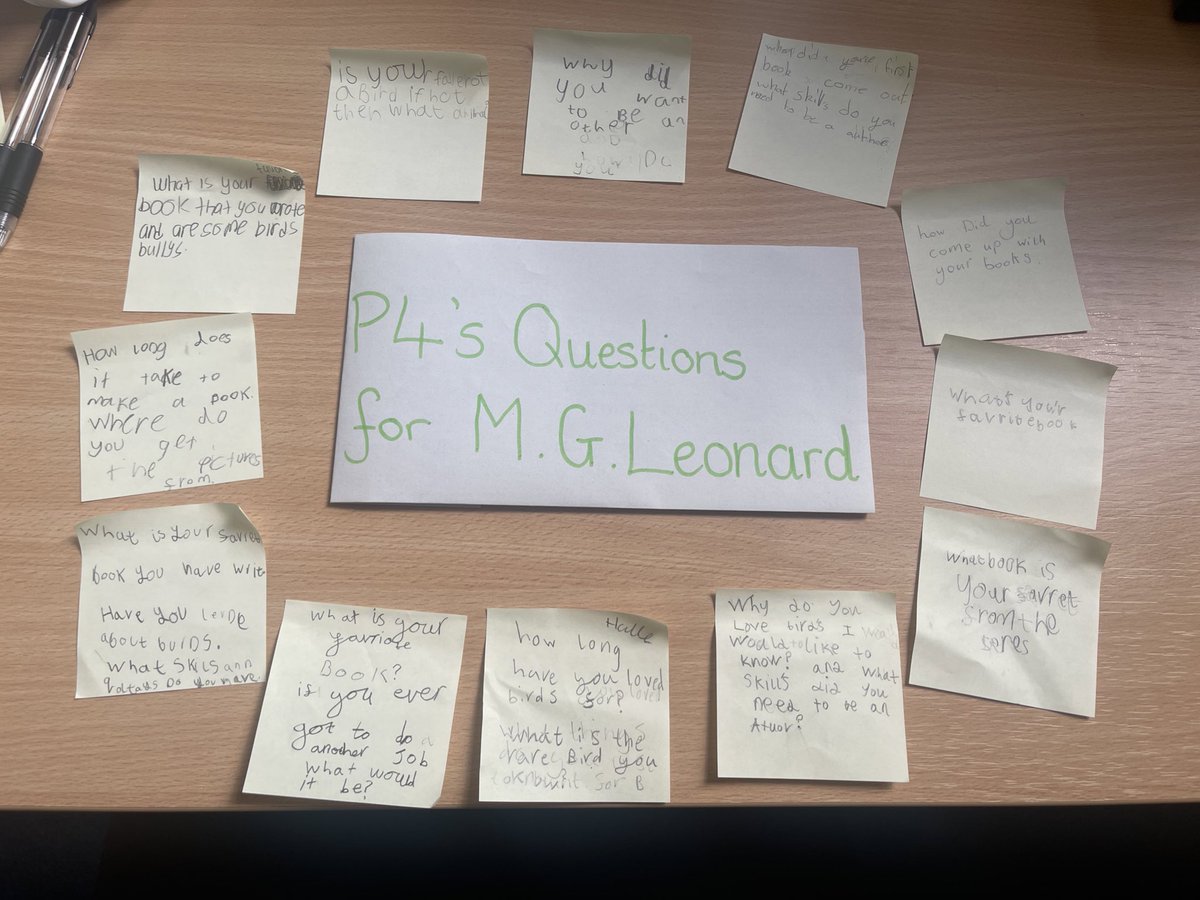 P4 are loving M.G Leonard’s author visit so far. Here are some of our questions 📖

How do you come up with your books? 
What’s your favourite book from the series?
What skills and qualities do you need to be an author?
How long does it take you to write a book?

#bbcauthorslive