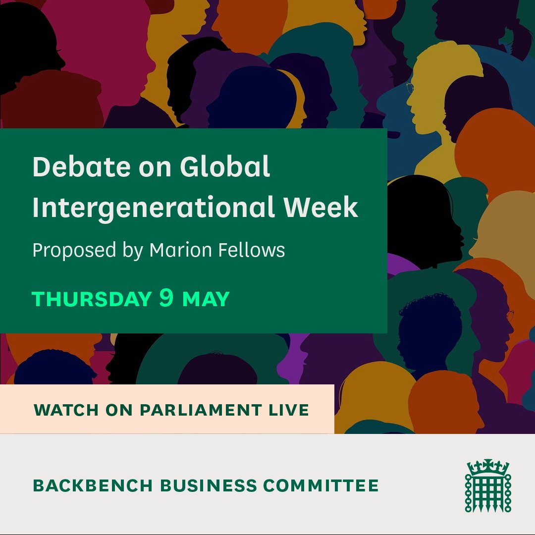 In Westminster Hall, MPs are holding a debate on Global Intergenerational Week 2024, proposed by @marionfellows. 📚Read the @commonslibrary debate pack: commonslibrary.parliament.uk/research-brief… 📺Watch on Parliament live: parliamentlive.tv/Commons