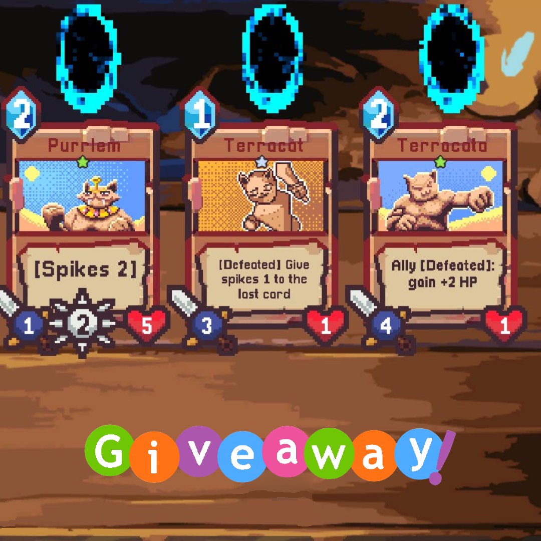 🎁#GIVEAWAY - 🔥'Spellcats: Auto Card Tactics'🔥 9.99$ -3X Steam Keys

To enter:🎁 

☑️Retweet♻️ & Like❤️
☑️Wishlist on steam 👇
store.steampowered.com/app/2150910?ut…

Ends on May 13th 3⃣♻️📅 / 🏆3 Winners 

#SteamGame #Steam #freegame