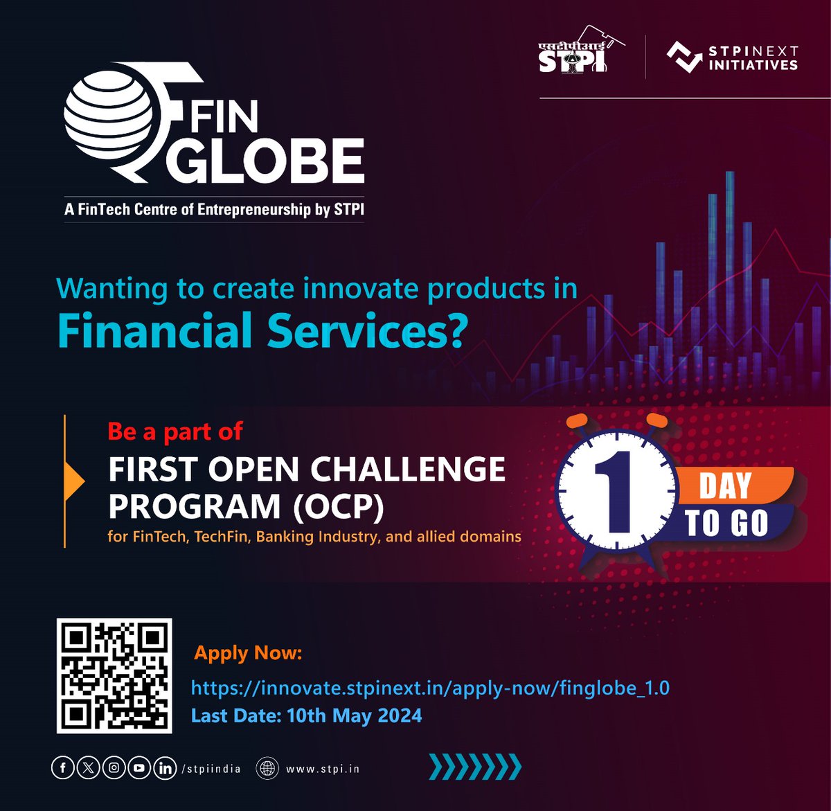 Attention #Fintech Startups!! 🔴 Just 1 day left!⏳ Be a part of STPI FinGlobe CoE's OCP & turn your dream into reality of becoming a successful entrepreneur using latest technology trends in financial services sector. Apply Now: innovate.stpinext.in/apply-now/fing… Deadline: 10.05.2024