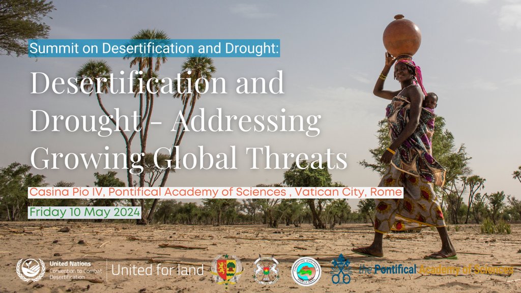 UNCCD's tweet photo. 🇻🇦 Join us LIVE tomorrow Fri. 10 May 9:30 CET at @CasinaPioIV #Vatican with our Deputy Executive Secretary @AndreaMeza76 and other leaders as we take stock of global initiatives to combat desertification and #drought ahead of #UNCCDCOP16

@VaticanNews
➡️ https://t.co/POc5Mowgfi https://t.co/NW8dW3aeNc