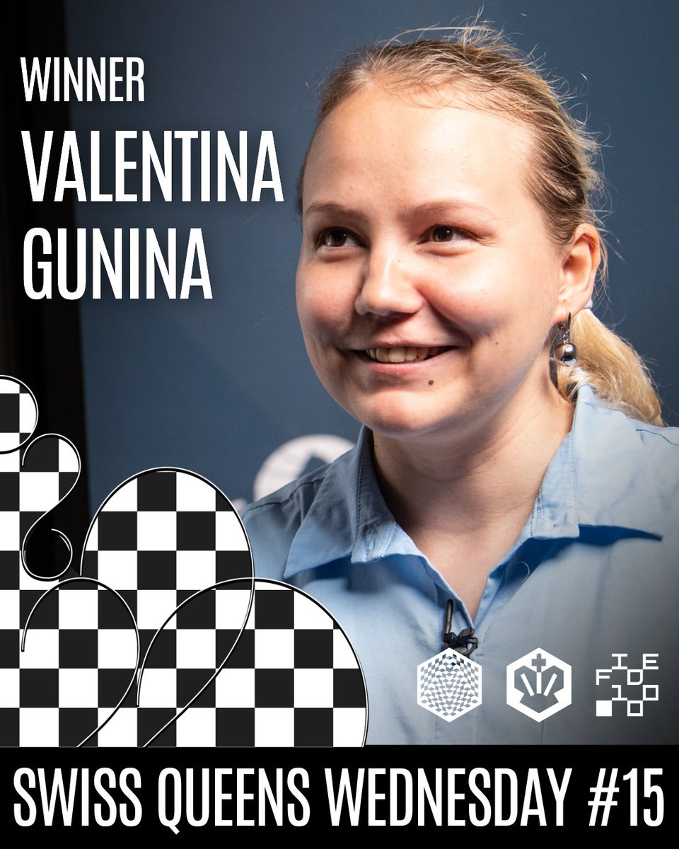 GM Valentina Gunina wins Swiss #QueensWednesday for the third time! 🤩 Valentina won the 15th edition with an astonishing score of 10½/11 and clinched the tournament two points ahead of 🇪🇪 Mai Narva 🥈 and 🇦🇿 Gulnar Mammadova 🥉! Congratulations! 👏 👏 ℹ️ The Swiss Queens…