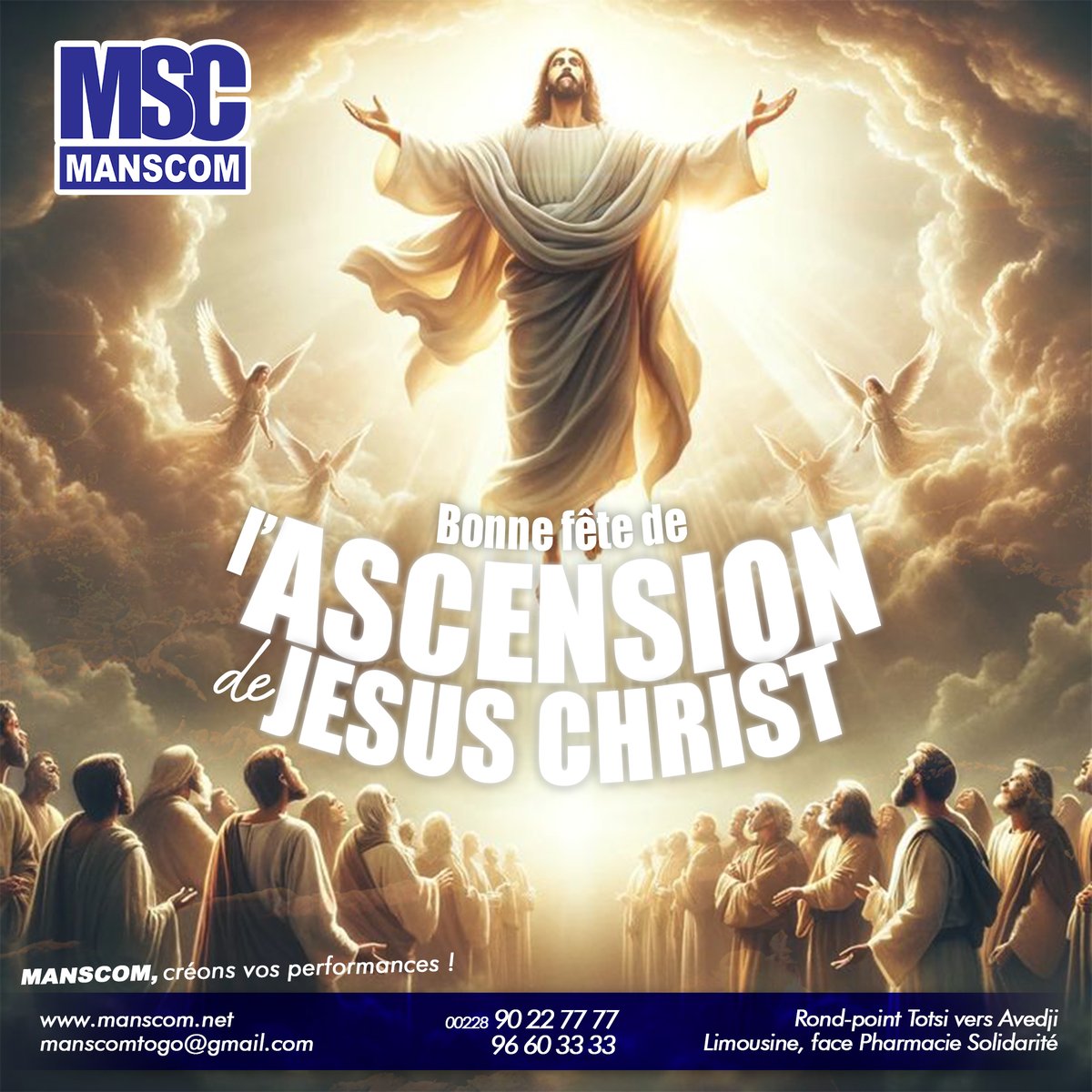 En ce jour béni de l'Ascension, Manscom souhaite à toute la communauté chrétienne une fête emplie de paix et de spiritualité. Que la grâce et la lumière divine du Christ vous accompagne aujourd'hui et toujours.
#BonneFête #Ascension #Manscom