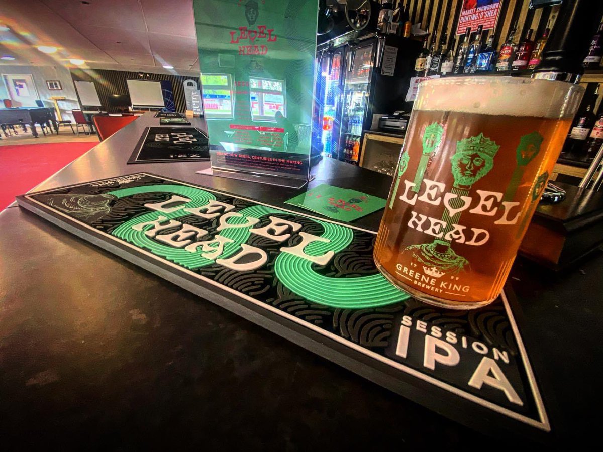 Ilkeston Town - Bar | Introducing, Level Head IPA. Level head is a session IPA that has a very similar taste to Neck Oil this IPA has a hoppy aroma, with delicately balanced tropical & grapefruit notes. ABV Draught 4.0% Price - £4.20 a pint. #OneTownOneClub @greeneking