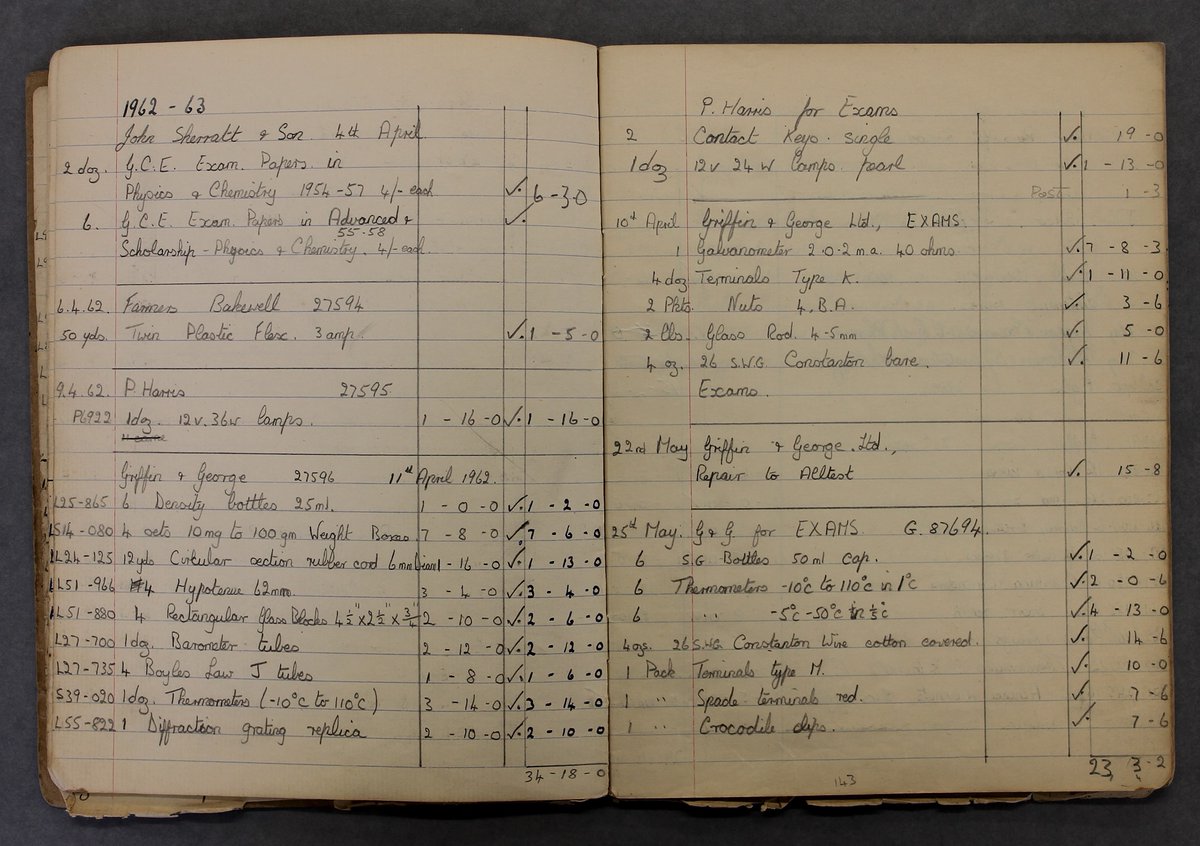 Have you ever wondered what equipment is needed to keep a school science department going? These Apparatus and Equipment books from the physics department at Lady Manners in Bakewell cover the period 1946 to 1974 and give a great overview! #EYAScience