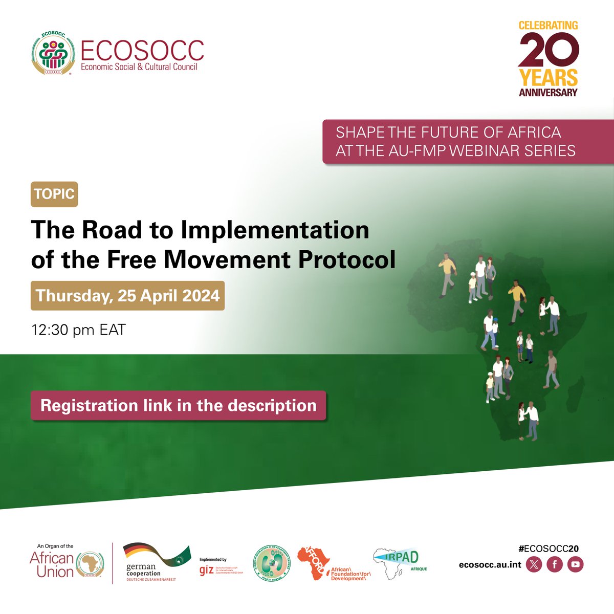ECOSOCC, GIZ Wrap-up Webinar Series on AU Free Movement Protocol The African Union Economic, Social and Cultural Council (ECOSOCC) and the Deutsche Gesellschaft für Internationale Zusammenarbeit (GIZ) recently concluded their year-long webinar series aimed at demystifying the