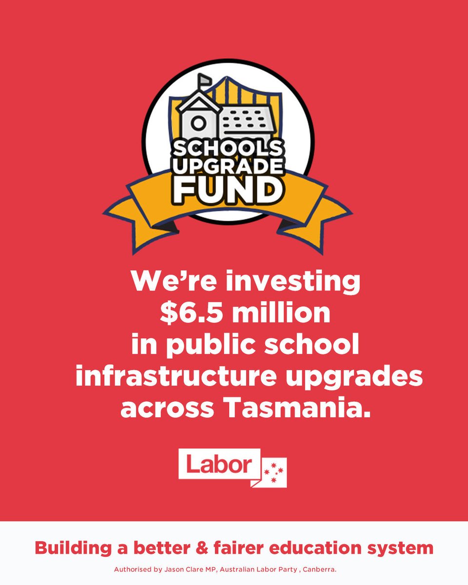 Today I’m announcing around $6.5 million in public school infrastructure upgrades in Tasmania 👇👇👇