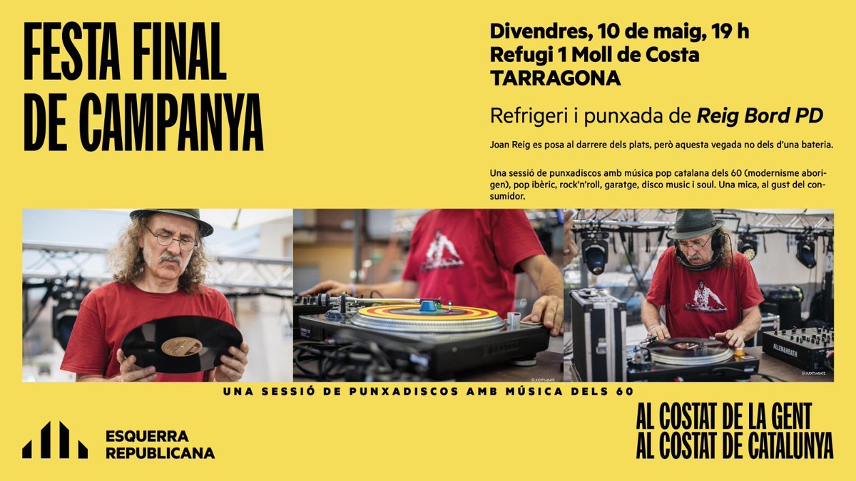 Us esperem a tots i totes demà a #Tarragona a l'acte final de campanya amb el President <a href="/perearagones/">Pere Aragonès i Garcia</a>, @raquelsans, <a href="/junqueras/">Oriol Junqueras 🎗️</a>, @martarovira, <a href="/DianaRibaGiner/">Diana Riba i Giner</a> i <a href="/gabrielrufian/">Gabriel Rufián</a>.

📍Refugi 1 del Moll de Costa 
🕔 19h

No us ho podeu perdre! 

#AlCostatDeLaGent 
#AlCostatDeCatalunya