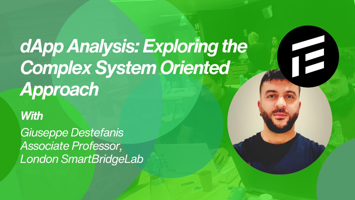 ⏰ Set your reminders! Join us tomorrow for Study Season Live Track 7: dApp Analysis with @GiuseppeDes at 14:30 UTC! Together, we'll explore a novel approach to understanding dApps through the lens of complex systems theory. Register below to attend! tokenengineering.net/study-season/1/