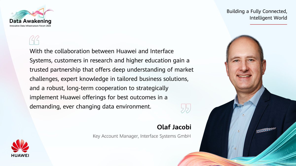 HuaweiEnt's tweet image. Interface Systems GmbH&apos;s Olaf Jacobi explains how collaborating with Huawei enabled its customers to stay ahead of the curve in an ever-changing #data environment. Learn more #HuaweiStorage in #DataAwakening: bit.ly/43iV4vv #HWIDI