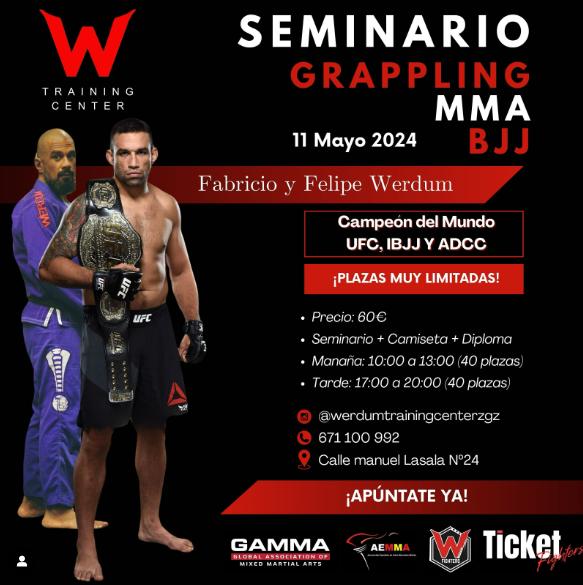 🥋 SEMINARIO GRAPPLING MMA BJJ - Sábado ,11 Mayo

#mma #bjj #seminario @FabricioWerdum @FelipeWerdum 

instagram.com/werdumtraining…