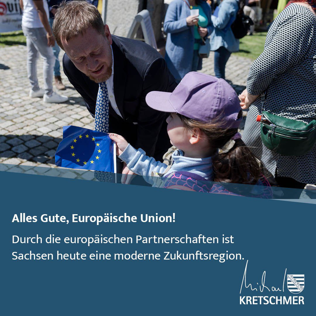 Alles Gute, #EuropäischeUnion! Der heutige #Europatag erinnert uns daran, dass #Sachsen auch durch die zahlreichen EU-Partnerschaften zu einer #Zukunftsregion gewachsen ist. Der Fortschritt in Wissenschaft, Forschung, Mikroelektronik oder Digitalisierung, der durch Zusammenarbeit…