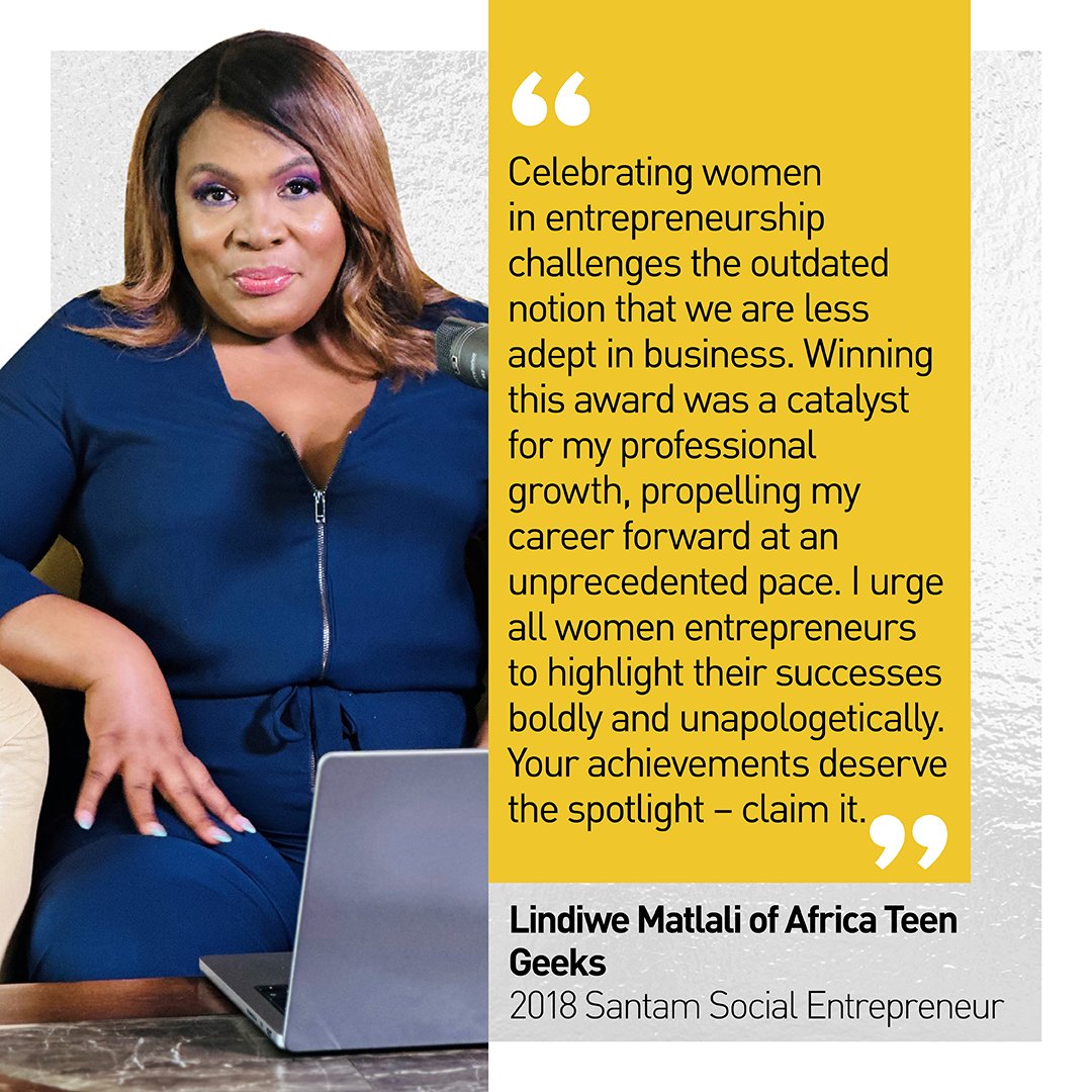 <a href="/LindiweMatlali/">Lindiwe Matlali</a> says `winning this award was a catalyst for my professional growth, propelling my career forward at an unprecedented pace.`
You could be our next Santam Women of the Future!
Enter to win your share of over R692 000 in prizes 👉  bit.ly/3d5uMlo
#SantamWOTF