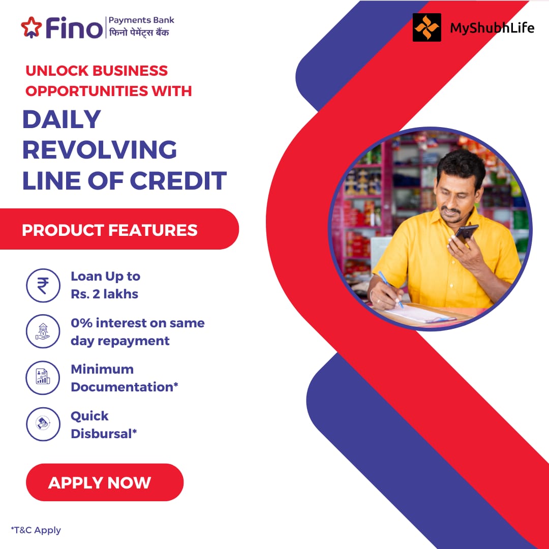 Grow your business to its full potential by availing an instant credit line of up to ₹2 lakhs!

Login to MITRA app/Merchant portal, select loans, and choose MyShubhLife.

#FinoapaymentsBank #FikarNot #FinoBanker #FinoMerchant #DigitalBanking #SecureBanking #BusinessGrowth