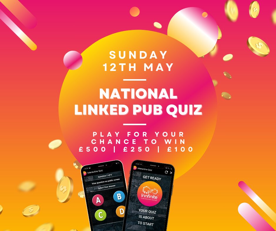 Bonus Quiz! Don't forget we've added an extra National Linked Quiz to the month of May, taking place this Sunday 12th! 📲💰🤑 Accepting last minute sign ups here: innstay.co.uk/nationallinked 📣Share our post if your venue is already registered! 📣