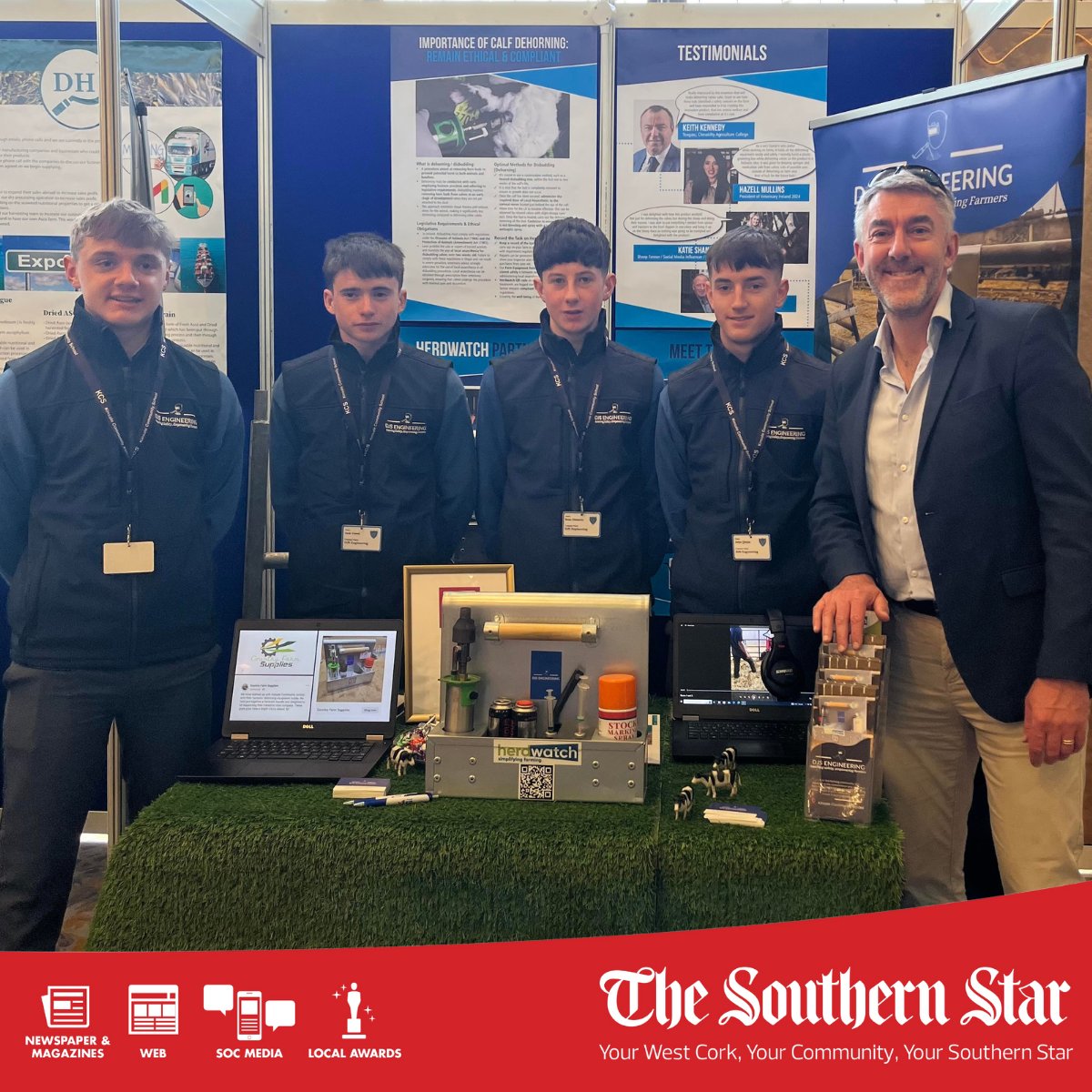 Good luck to David Forde, Jack Good, Seán Dineen and John Quinn representing Kinsale Community School at the National Final of the Local Enterprise Office ‘Student Enterprise Programme’ with their Farm Equipment Holder designed to help with farm safety.