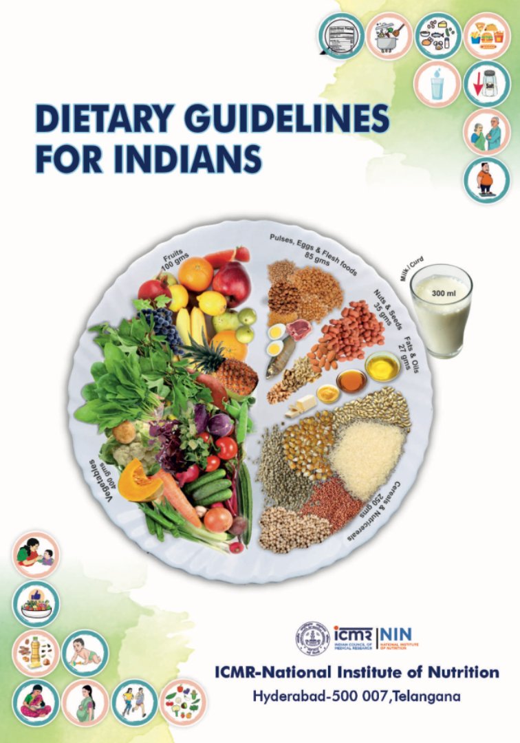 The Dietary Guidelines for Indians released yesterday at @ICMRDELHI can now be access at : main.icmr.nic.in/sites/default/… drive.google.com/file/d/1mpU_L4… @MoHFW_INDIA @DeptHealthRes @ICMRDELHI