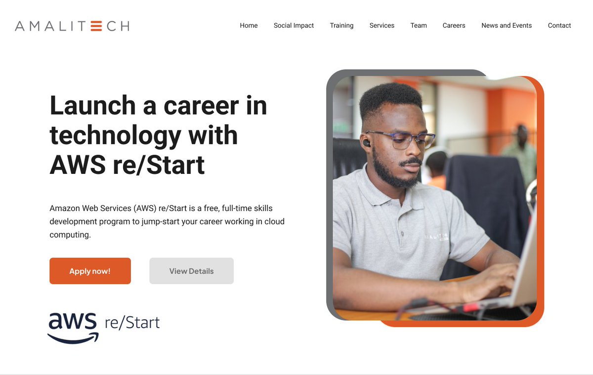 AmaliTech is thrilled to announce the reopening of applications for the AWS re/Start Program! This 12-week immersive course is designed to equip you with the skills needed for a promising career in cloud computing. Program Benefits: - Stipends to support your learning journey -…
