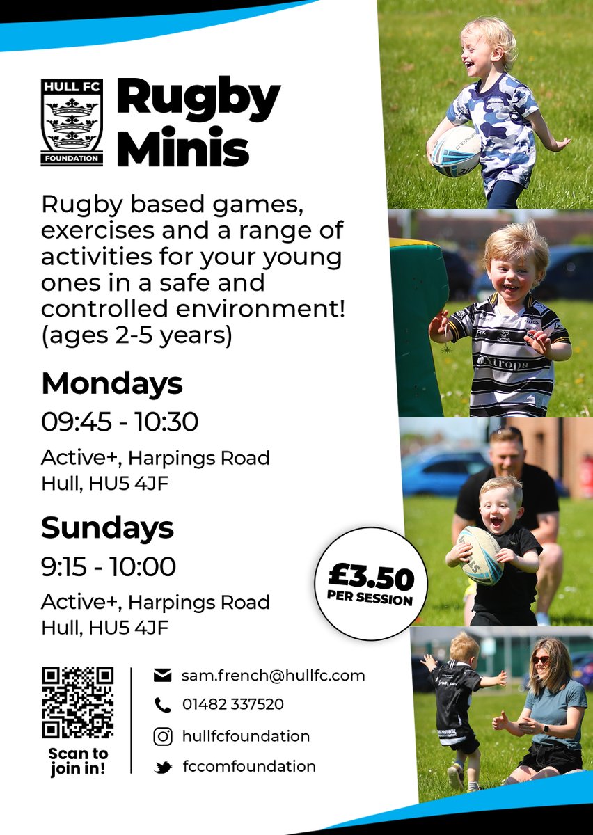 𝗥𝗨𝗚𝗕𝗬 𝗠𝗜𝗡𝗜𝗦 👶 We can't wait for our new block of Rugby Minis weekend sessions to get underway this Sunday, as we invite new youngsters aged 2-5 to pick up their basic Rugby League skills with us 🙌 Book Online 👉 tinyurl.com/yky24c8a