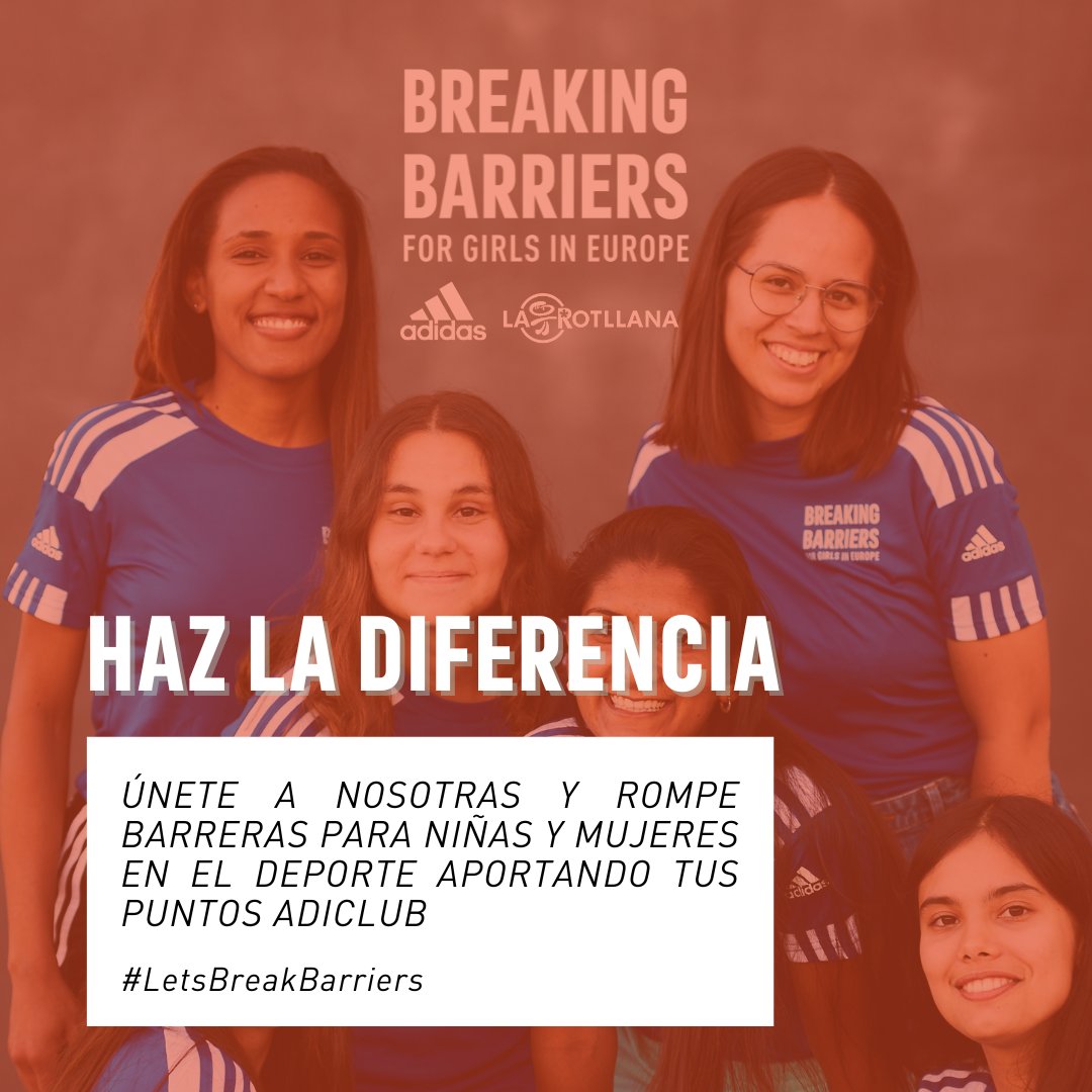 LaRotllana's tweet photo. #LetsBreakBarriers 1️⃣Descarrega’t les appsadiclub + Running App! 📷 📷 📷Completa els reptes! Pots guanyar punts per realitzar esport! 📷Busca’ns a l’app i fes el teu donatiu!📷
@adidas
@adidas_es
@commongoalorg
@women_win
@17Sport1 https://t.co/VgXBgMH7Cg