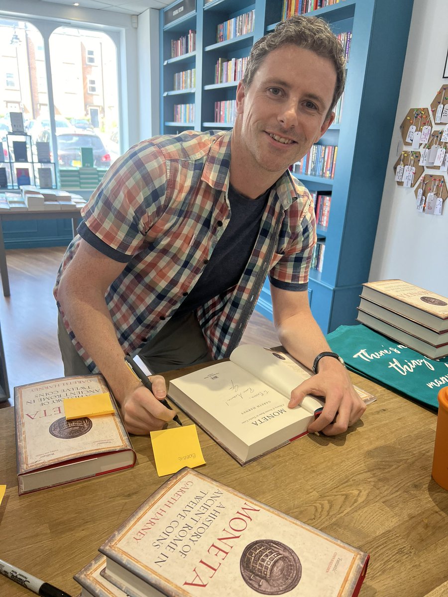 bertsbooks's tweet photo. It’s also publication day for @OptimoPrincipi and his book Moneta - history of Rome in 12 coins. 

He’s popped in for his first signing session! 

https://t.co/k4HPdEWyEw https://t.co/R4PqzW4kSz