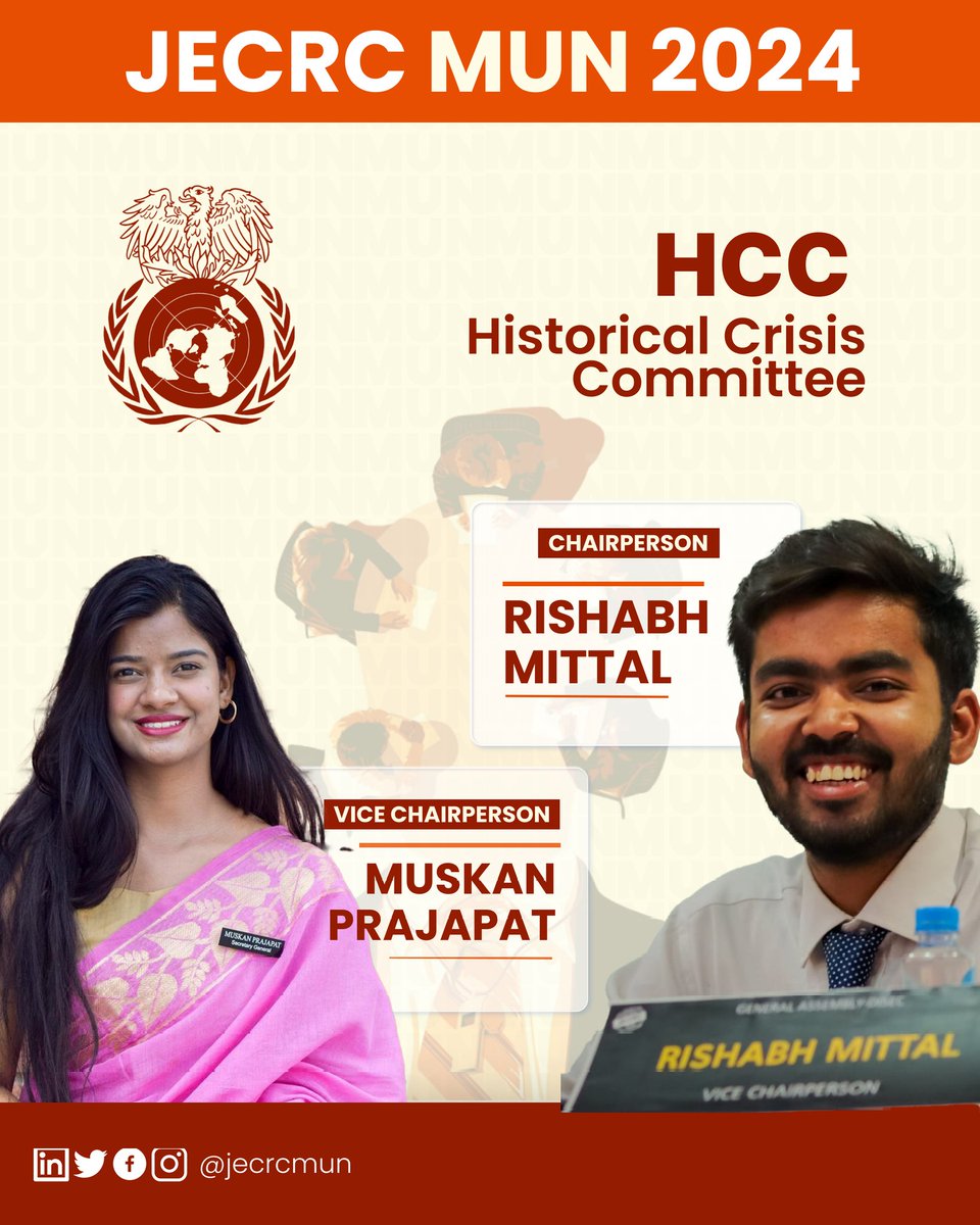 JECRC_MUN's tweet photo. We're thrilled to introduce the dynamic Executive Board lineup for the 13th edition of JECRC MUN. This year's Executive Board is a force to be reckoned with. Seasoned MUN veterans and passionate changemakers, they're ready to guide you through electrifying debates and resolutions https://t.co/HZd7nBGYx9