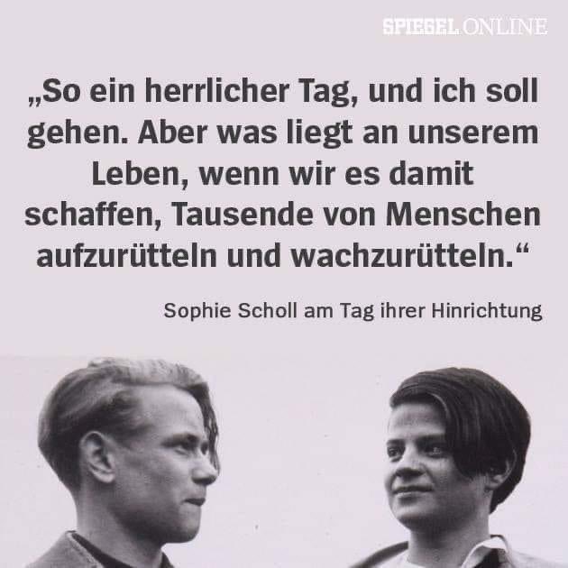Sophie Scholl 09. Mai 1921 - 22. Februar 1943 hätte heute am 09.05. ihren 103. Geburtstag #NiemalsVergessen #Neverforget #WeisseRose Nie wieder Krieg! Nie wieder Faschismus!