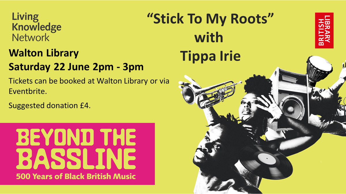 Join us @WaltonLibrary on Saturday 22 June 2pm to 3pm, for our author talk with Tippa Irie. For full details and to book, available here: tinyurl.com/ytkfwcxa #SurreyLibraries #Events