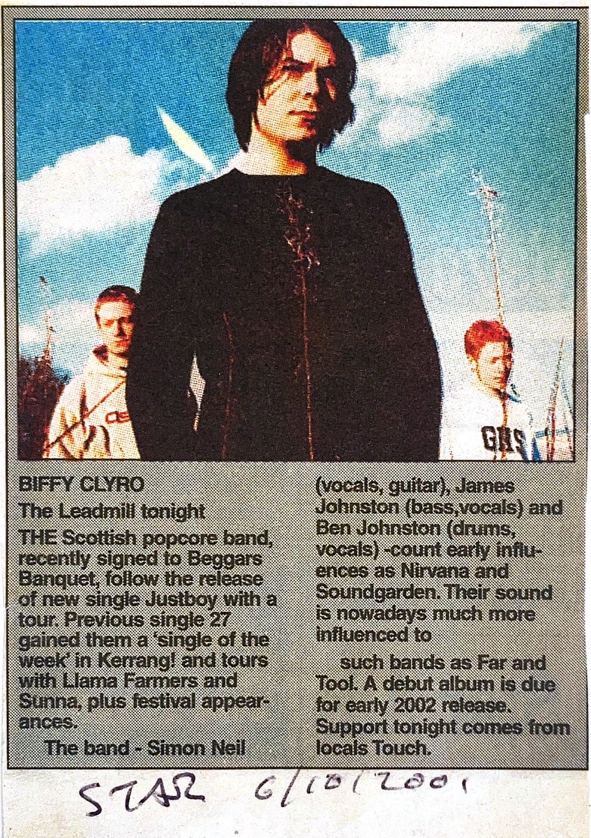 A blast from the past (2001 to be exact), a pre-debut album @BiffyClyro making their mark on Sheffield with their first Leadmill headline show 🎸 The last time they joined us was their huge R&L warm-up show in 2008, a night some of us still can't get over ❤️