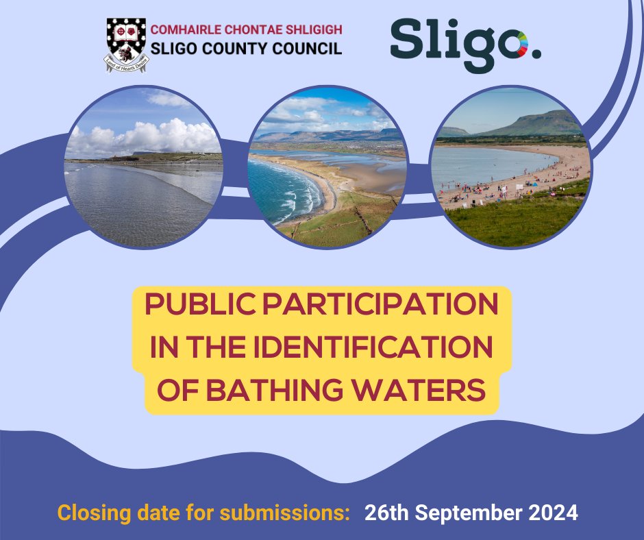If you wish to propose your favourite beach/river etc. as a new bathing water site or comment on an existing site please submit your proposal or comments to us. Closing date: 26th September 2024. Full details: ow.ly/32Nj50RA8Yu #BathingWaters #Beaches #Sligo