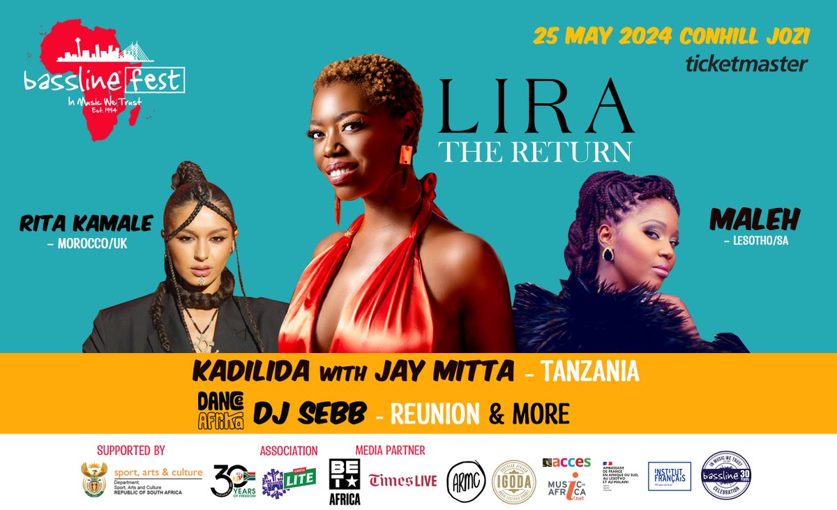 Bassline Fest is honoured to be celebrating Africa Day with queen of Afro soul Lira on 25 May at ConHill. Read more on this incredible come back & how Africa unites through music. bit.ly/3wuwvQe #30YearsofDemocracy #AfricaMonth #BasslineFest #VisitConHill #IAMJOBURG