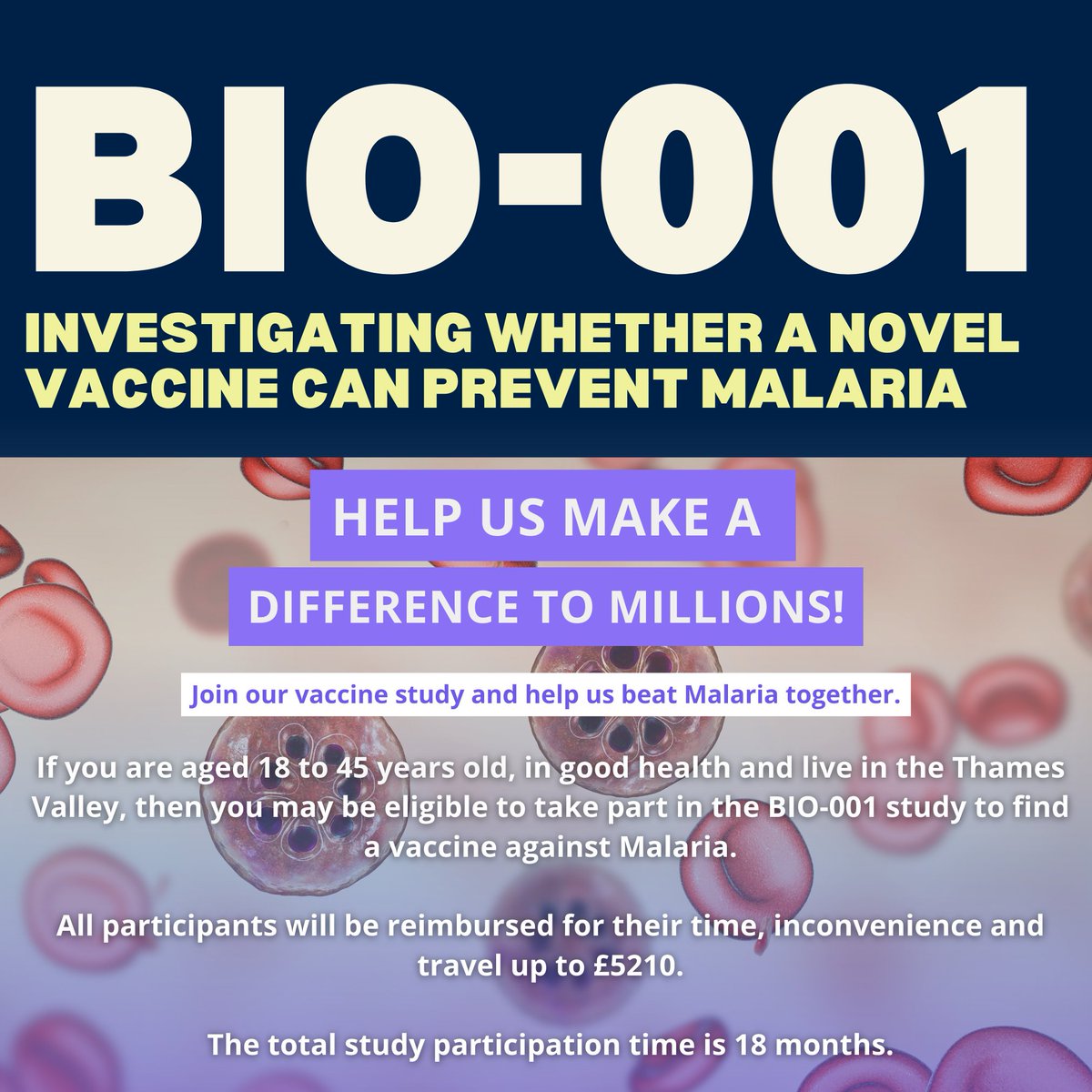 🌍Malaria remains a global health challenge with 240 million cases and 627,000 deaths in 2020. But we're on a mission to change this. Discover our malaria challenge study: BIO-001. ➡️ trials.ovg.ox.ac.uk/trials/bio-001 @OxPaediatrics | @UniofOxford