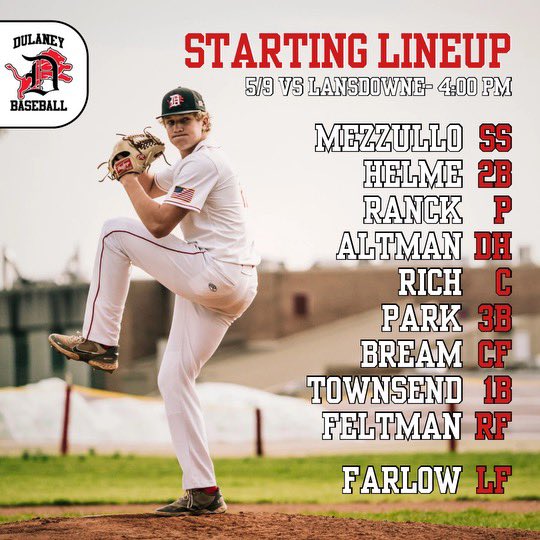 DulaneyBaseball's tweet photo. Playoffs. Home. 4:00. #family #lockin 🦁 https://t.co/f9c4njok4x