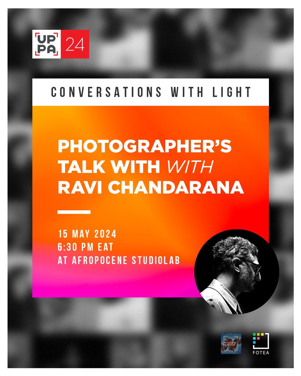 💡Lights ,Camera,Action 🎬 ✨Join @UPPAward for this month’s Photographer’s Talk with portrait photographer and lighting expert Ravi Chandarana as discuss all things lighting . Set the date. 🗓️: 15 May ‘24 🕡: 6:30 pm 📍: Afropocene Studio Lab