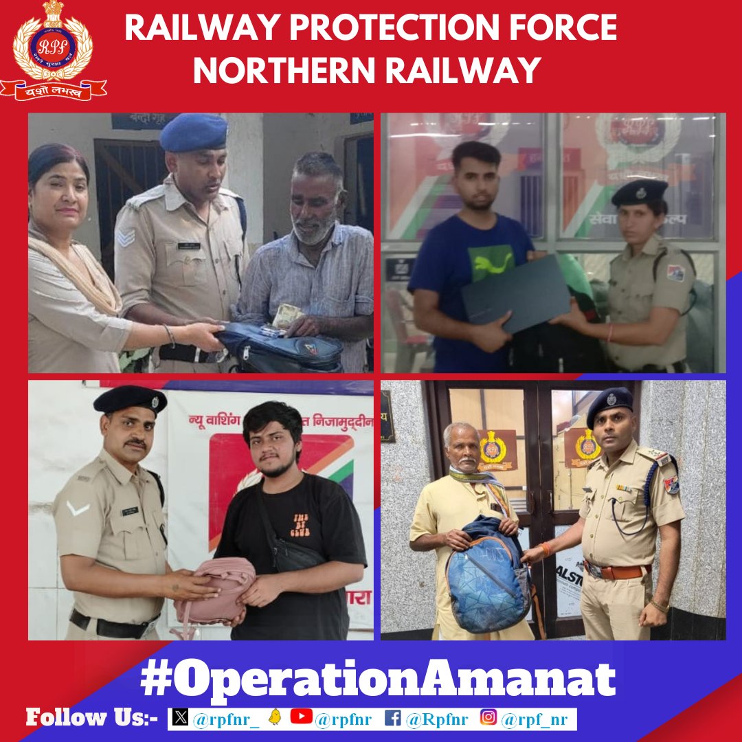 *We value your valuables*

Under #OperationAmanat 
#RPF NR located unclaimed bags and other valuable articles and returned to their rightful owners. @AshwiniVaishnaw @RailMinIndia @RailwayNorthern @RPF_INDIA