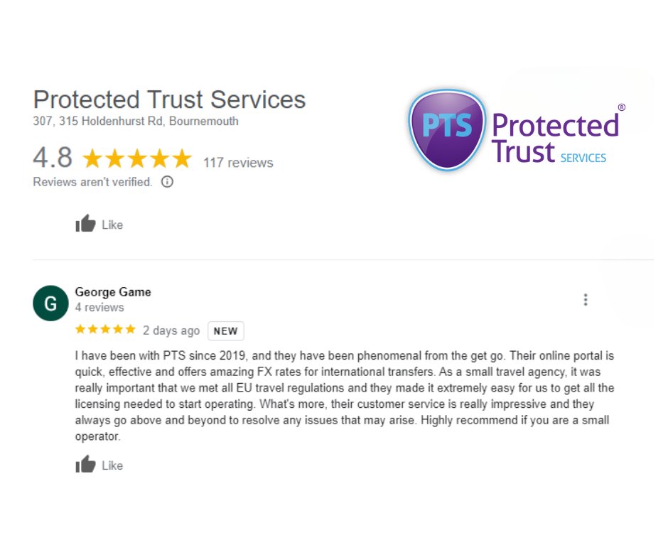 Happy long-term PTS customer! Thanks, George! 🙏💜 Fed up with losing profits? Want freedom in your travel biz? We help you expand with ease. 🌟 Be your own boss! Contact us: 📲 0207 190 9988 or email ask@protectedtrustservices.com. #TravelFreedom