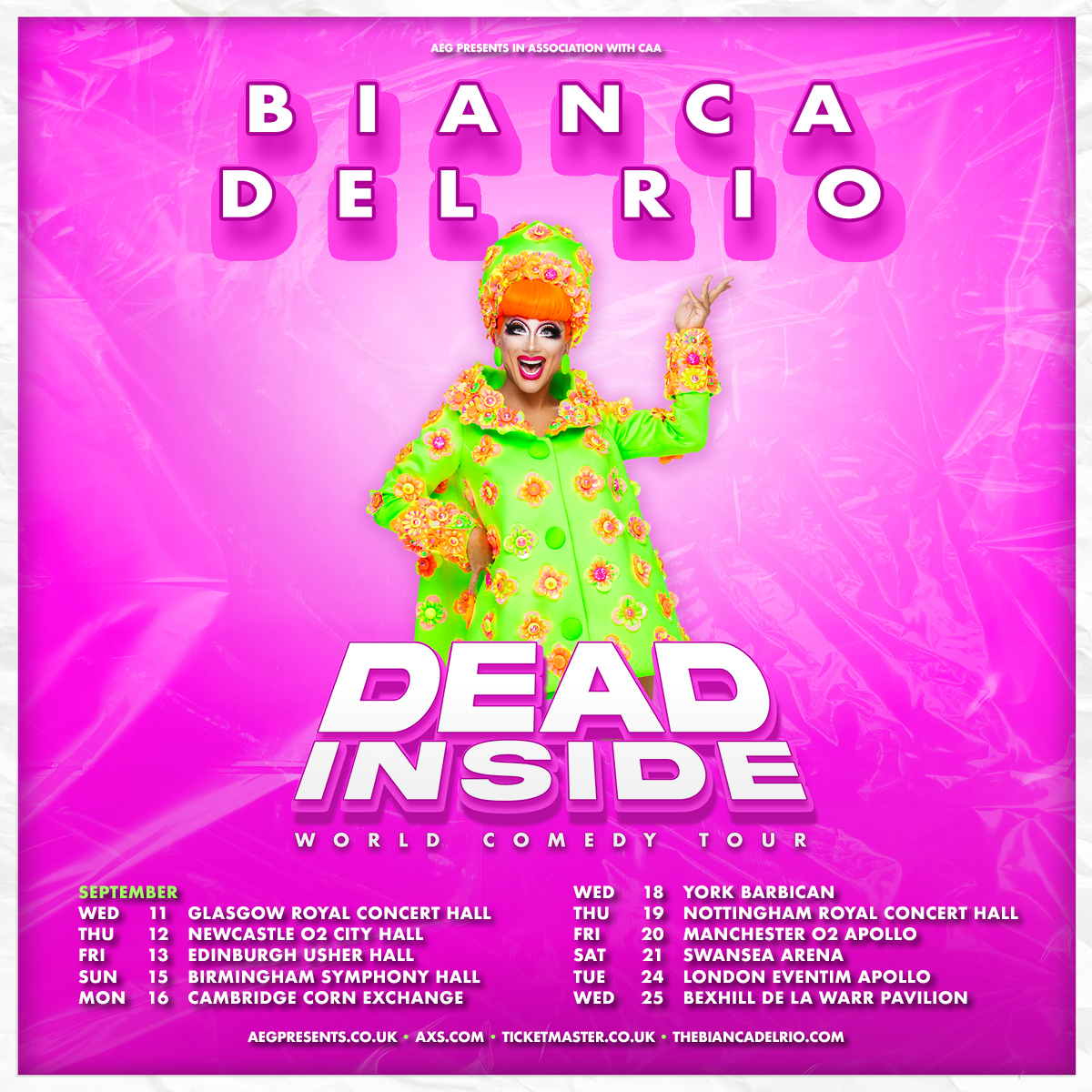 JUST ANNOUNCED! @TheBiancaDelRio | Dead Inside UK Tour | Sept 2024 Get access to AEG Presale: aegp.uk/BDRPresale