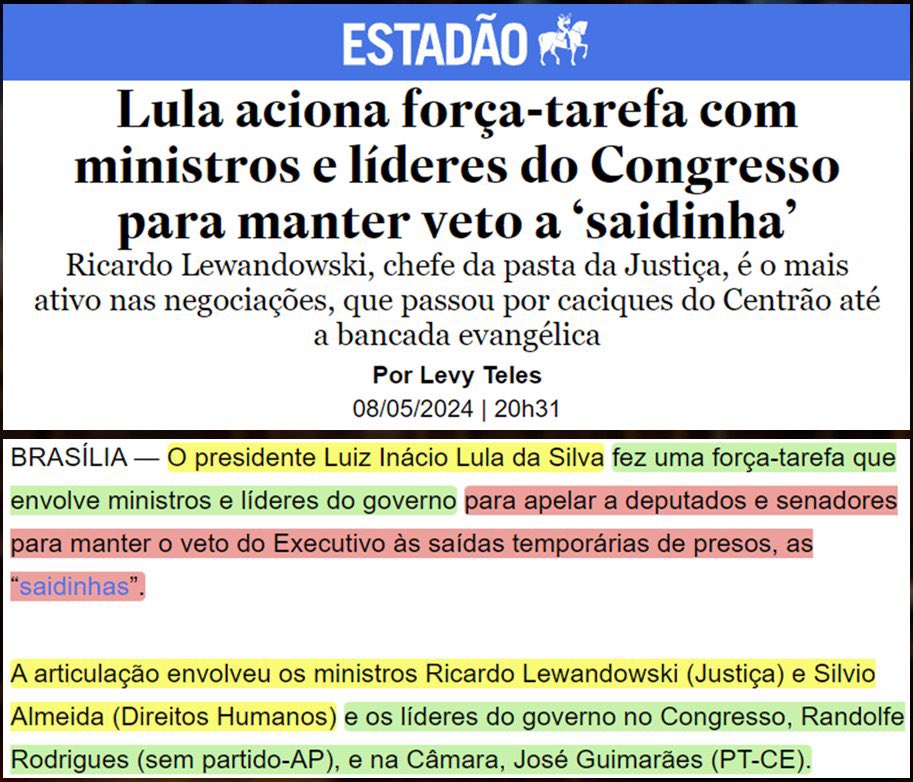 Por que Lula tá batalhando tanto pela saidinha? Foi um pedido especial?