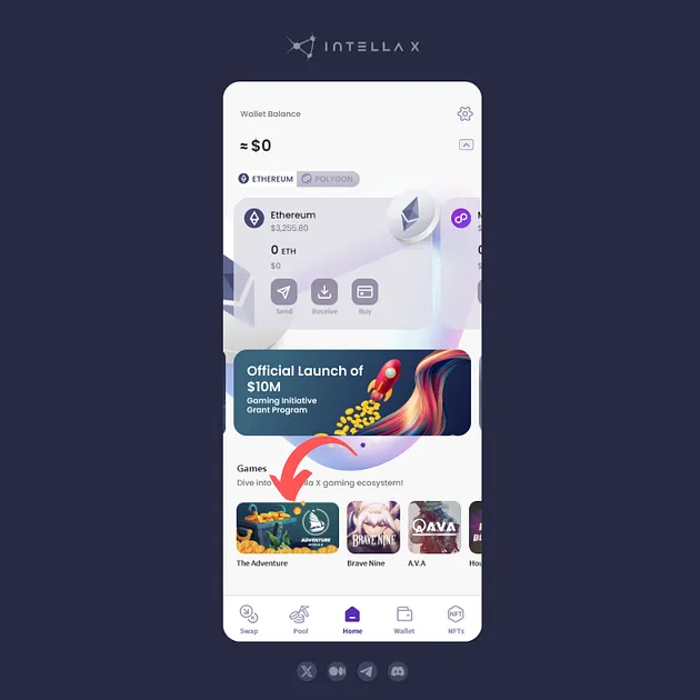 [1/6] Here’s what you’ll need to start collecting points through Brave Nine! 🪂 Create Intella X Adventure Account 1⃣ Sign into your Intella X Wallet. - Web Browser: wallet.intellax.io/login - AOS: play.google.com/store/apps/det… 2⃣ Click the ‘Intella X Adventure’ icon under the…