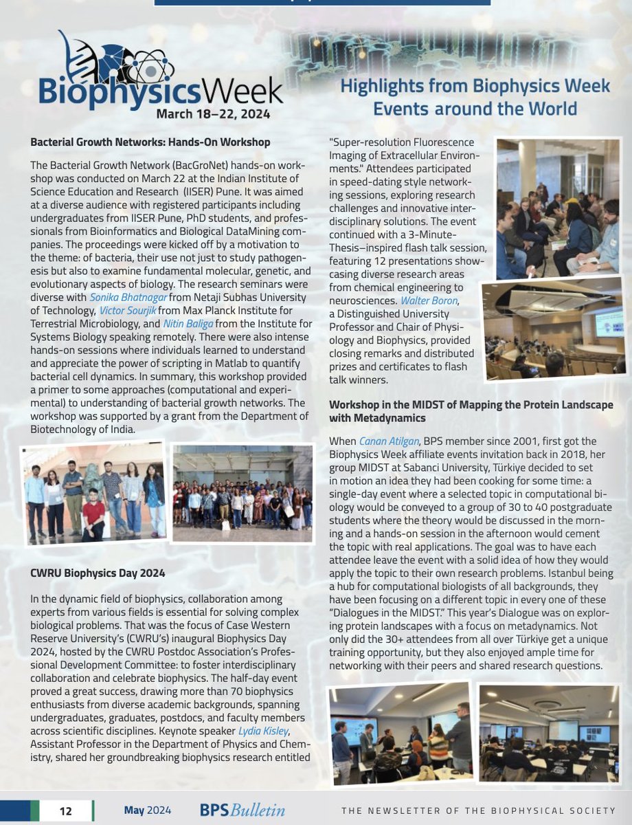 We were very excited to see our #biophysicsweek event summary on @BiophysicalSoc Bulletin along with many other events from around the world. Looking forward to next year!